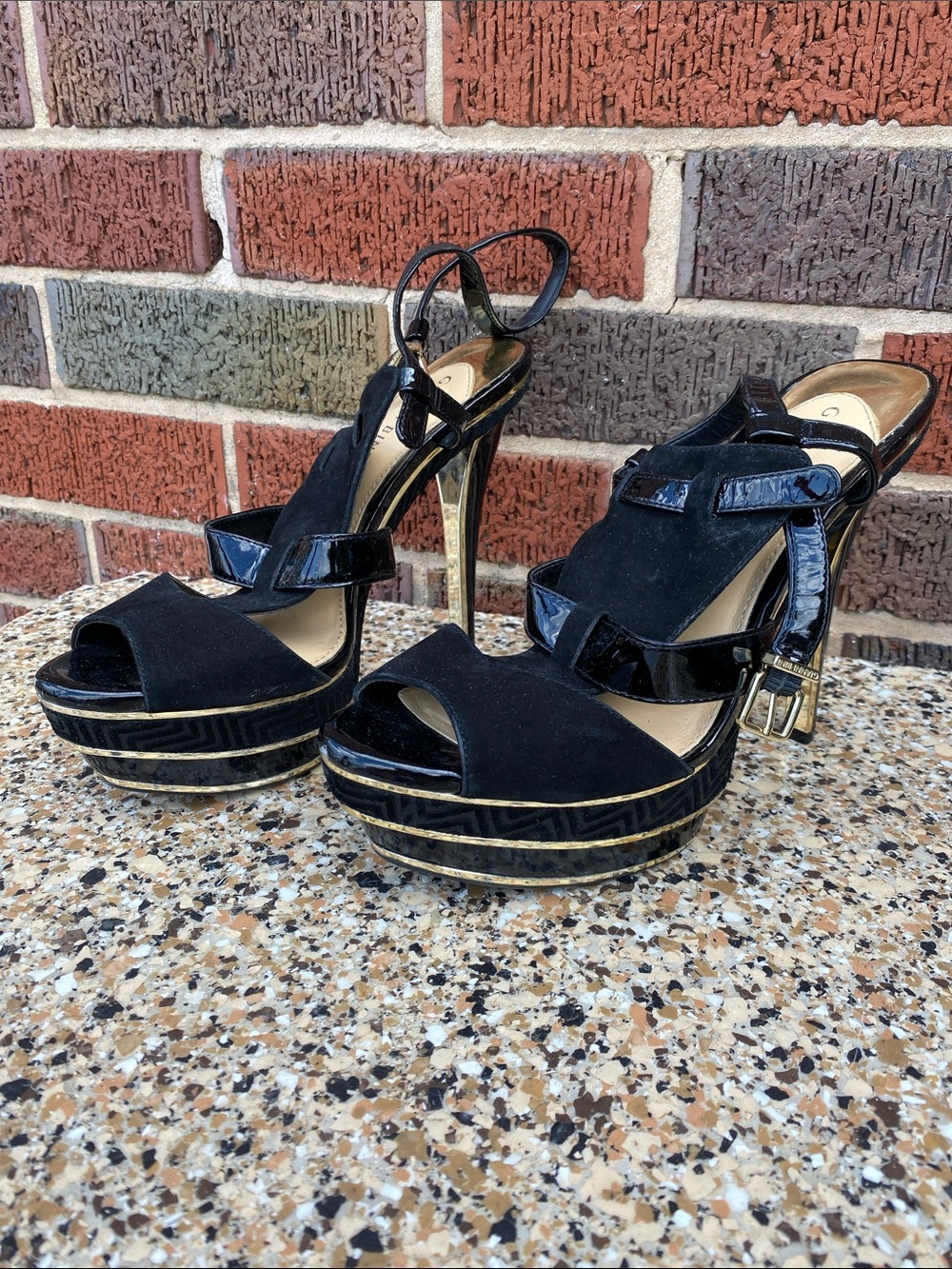 Black Platform High Heel Sandals by Gianni Bini